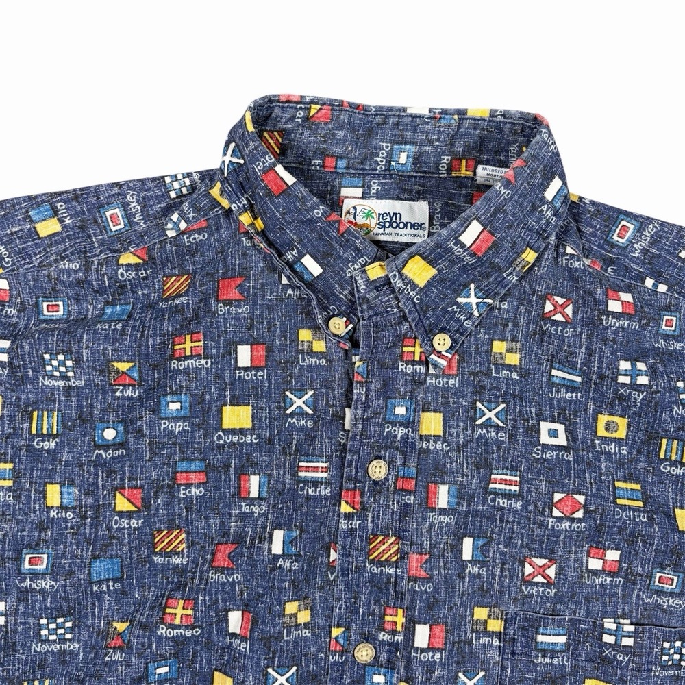 Reyn Spooner L Charlie Foxtrot Archive Signal Flag Alphabet Shirt National VTG